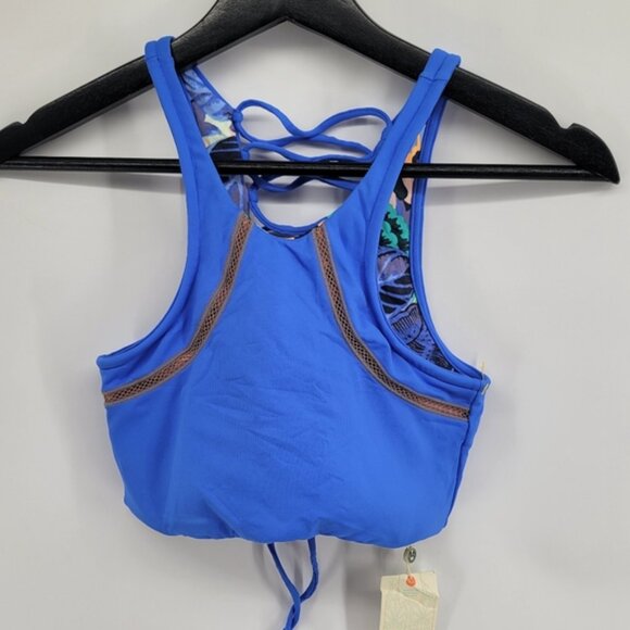 Maaji Blue Floral Reversible Bikini Top Size Large - Picture 2 of 9
